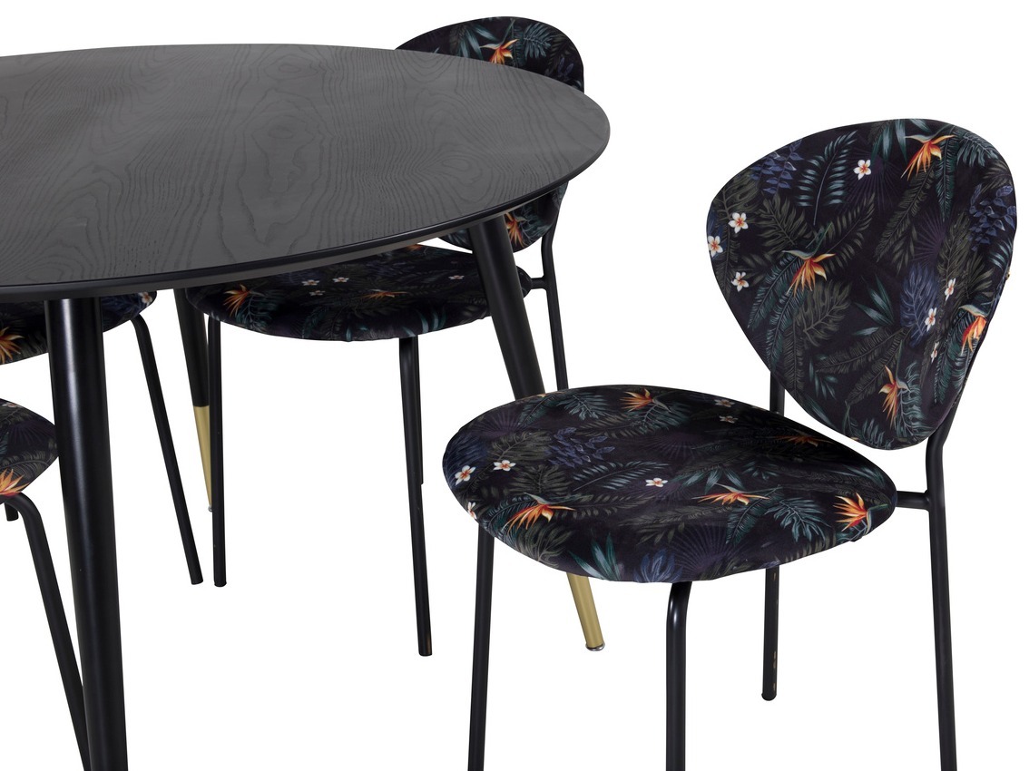 Set de mese Dallas 1186 (Model floral + Negru)