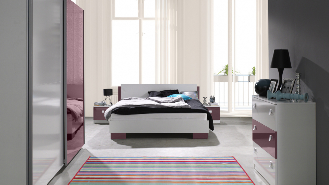 Noptieră Murrieta 111 (Alb lucios + Luciu Violet)