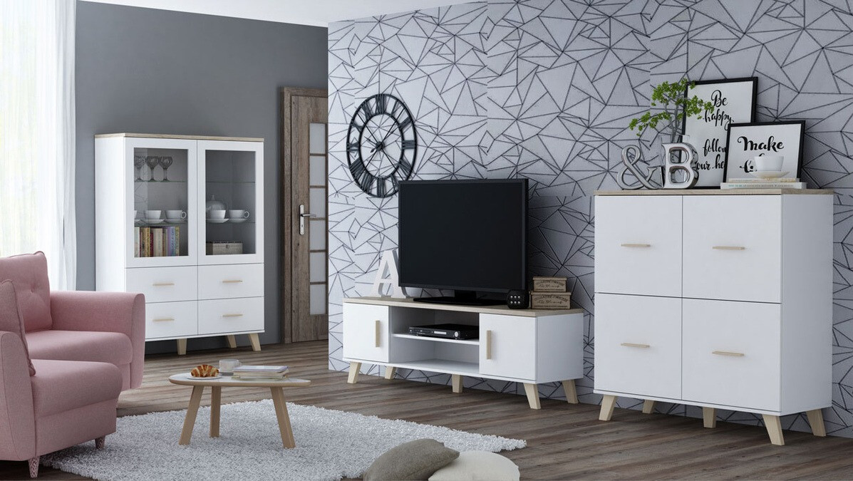 Bufet Larfloi 105 (Alb + Stejar Sonoma)