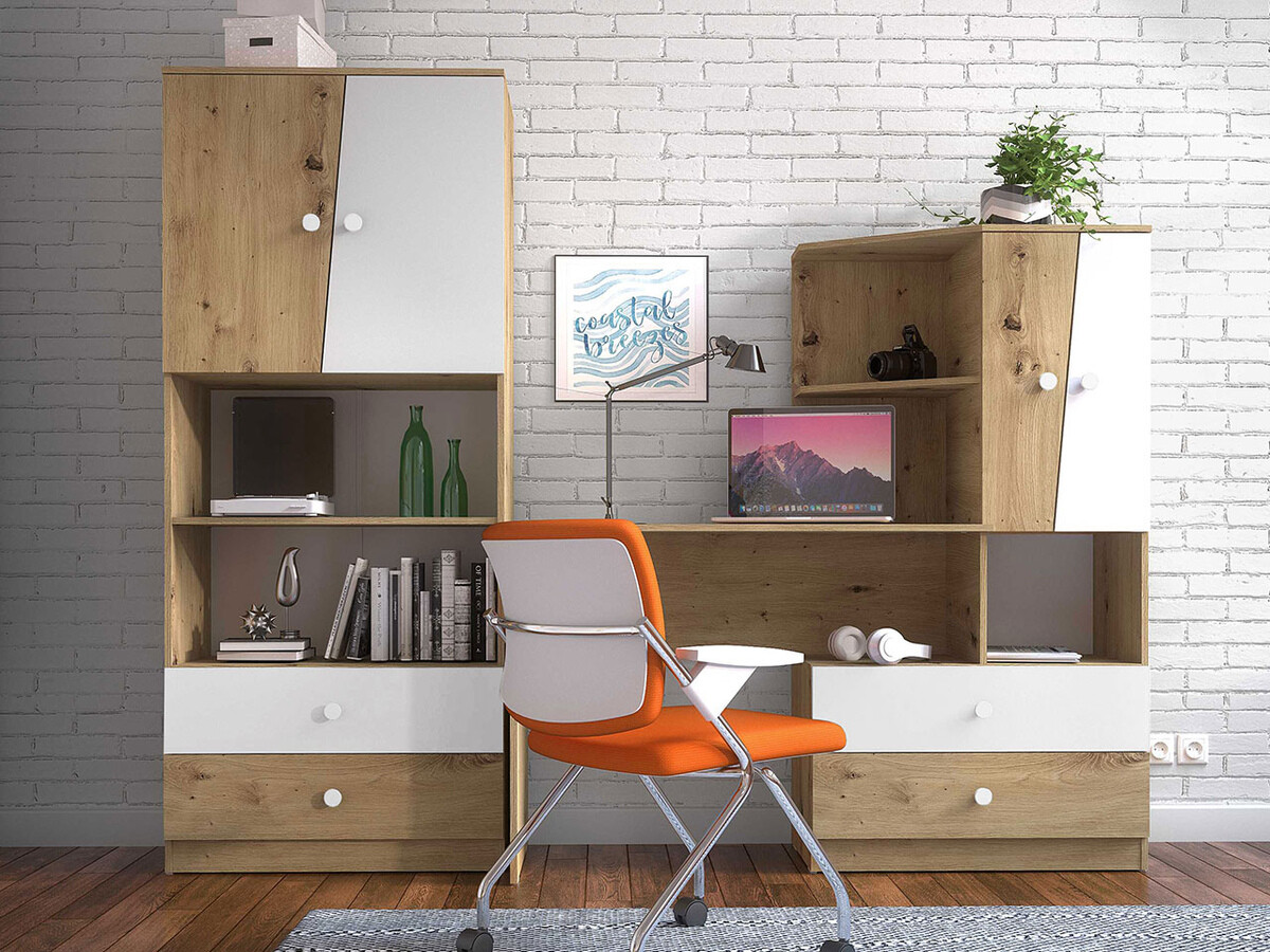 Set de mobilier Almira 115 (Stejar artizan + Alb)