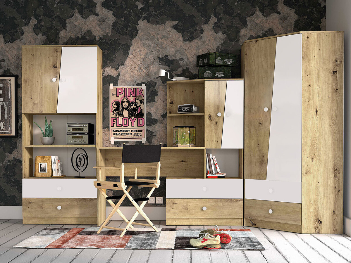 Set de mobilier Almira 116 (Stejar artizan + Alb)