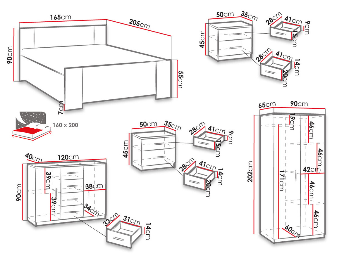 Set dormitor Catromi 122 (Alb + Soft Pik 011)