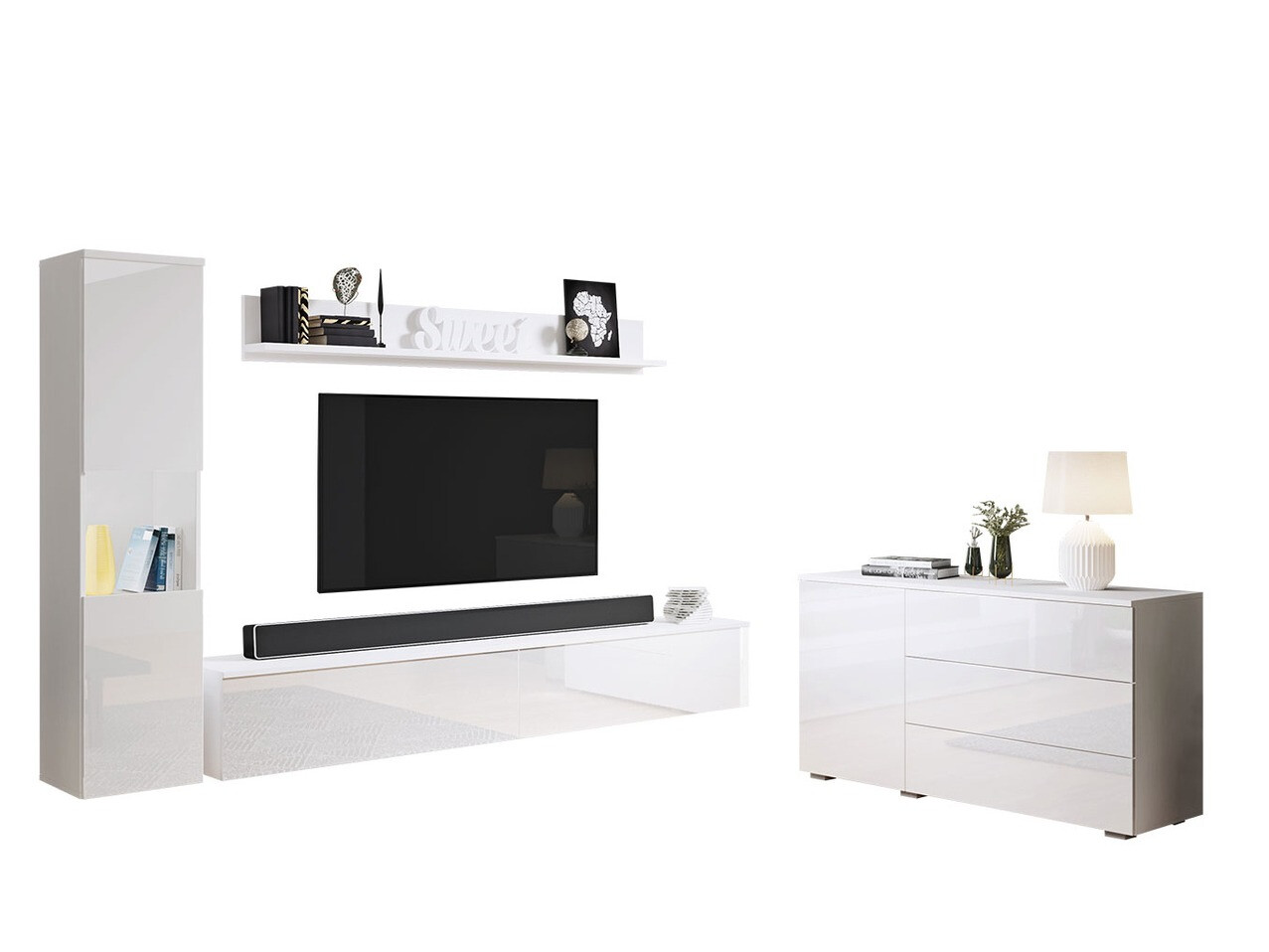 Set de living Sarasota 132 (Alb + Alb lucios)