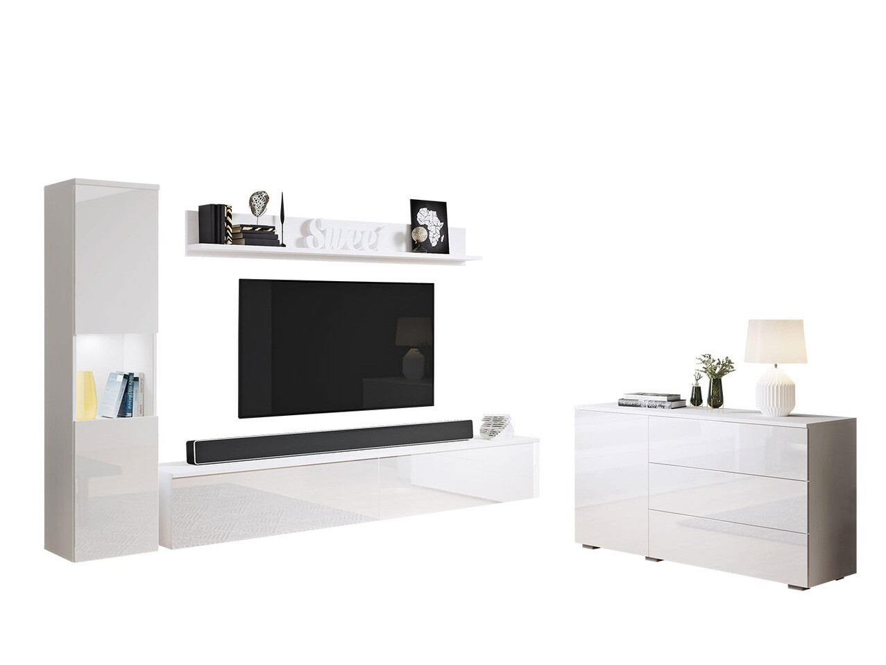 Set de living Sarasota 132 (Alb + Alb lucios)