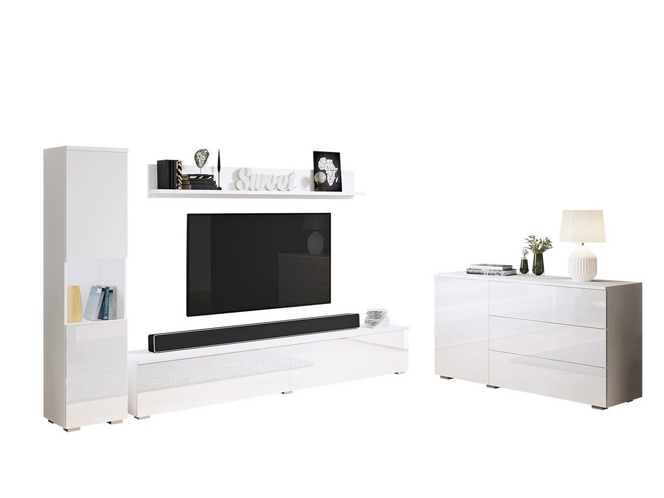 Set de living Sarasota 132 (Alb + Alb lucios)