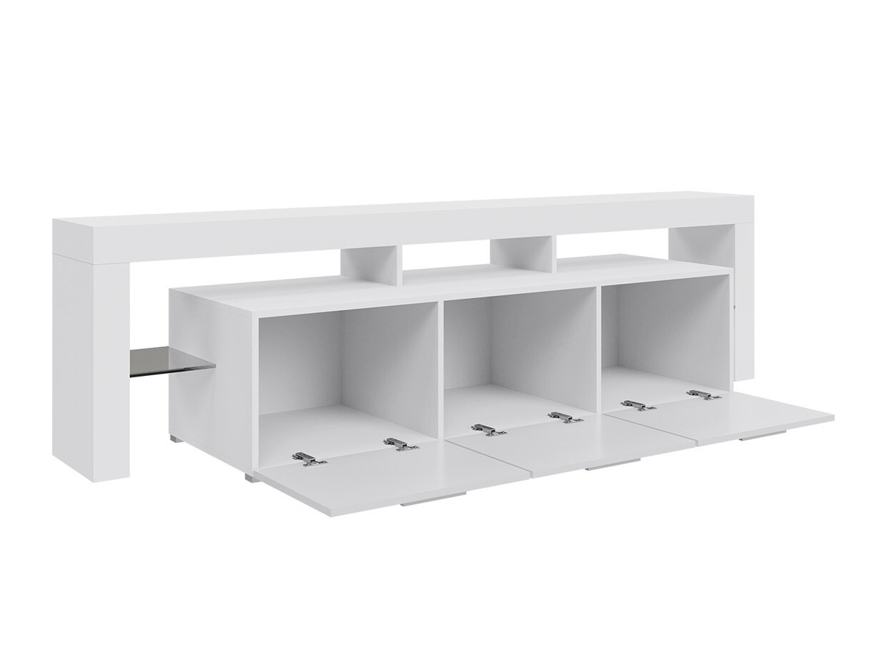Comodă TV Arbor (Alb + Alb lucios)