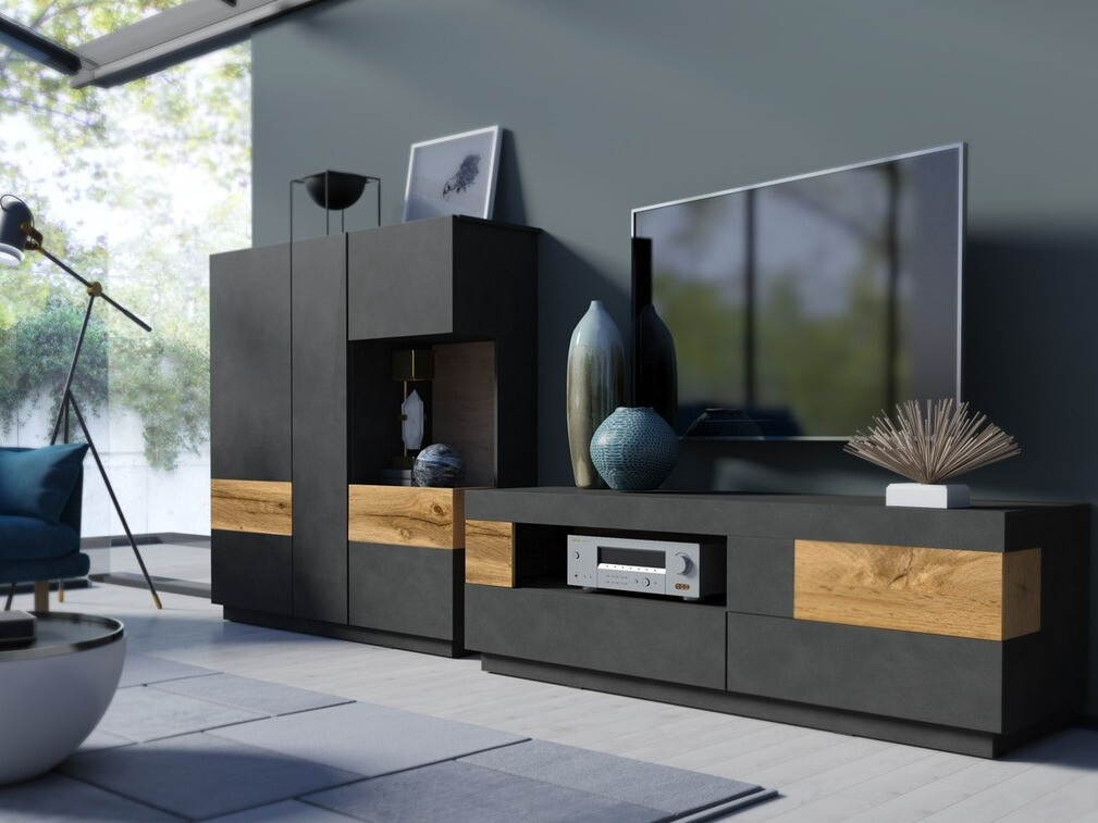Set de living Livlore 110 (Matera gri + Stejar Wotan)