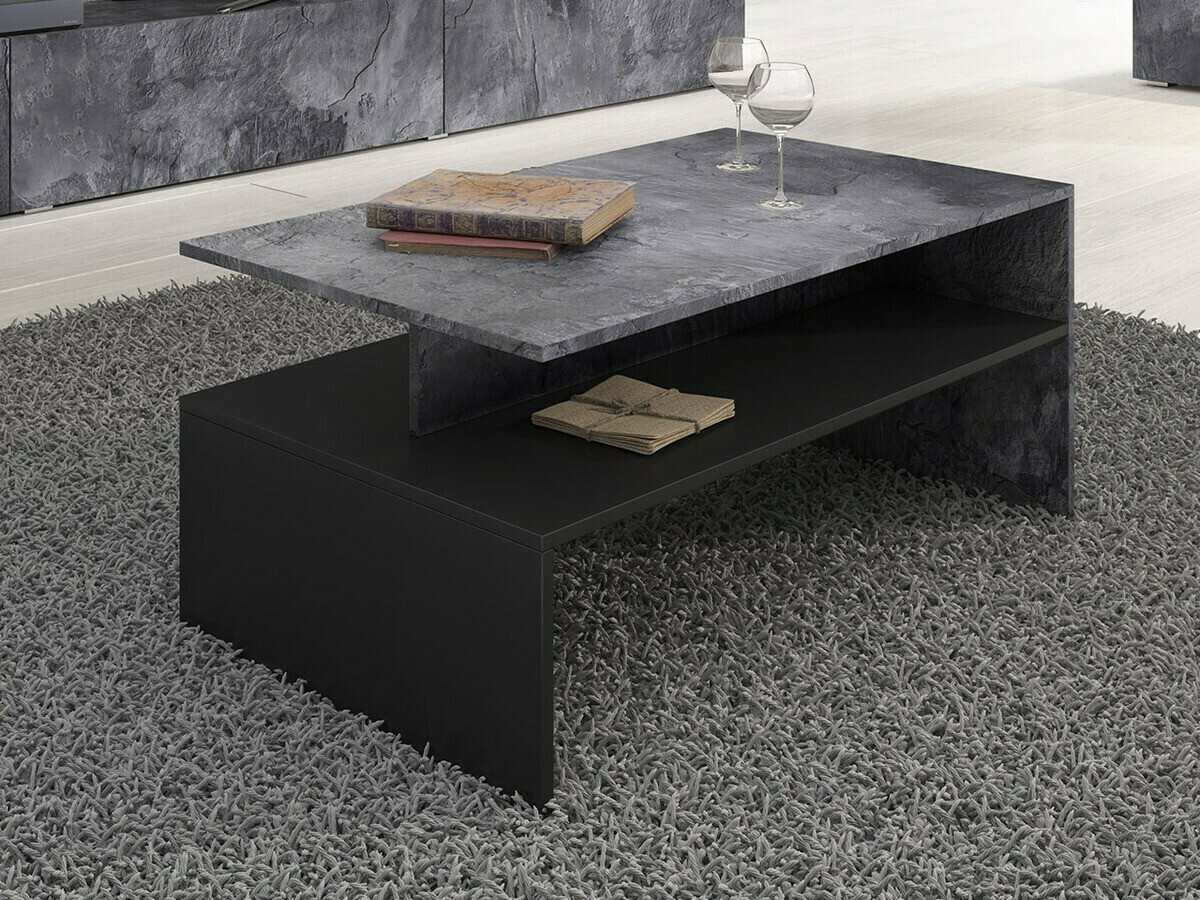 Măsuță de cafea Serodeu 103 (Beton închis la culoare + Negru)