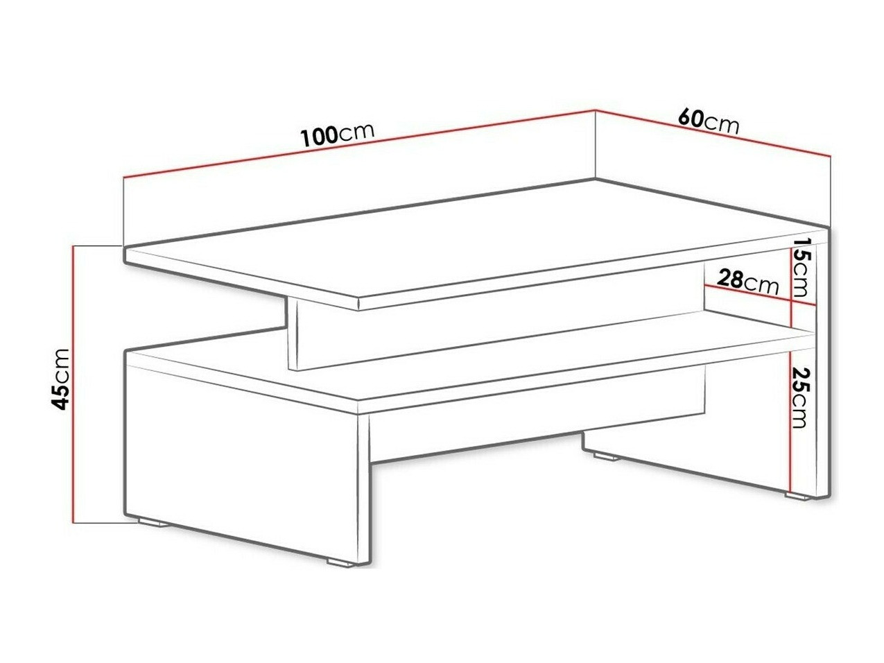 Măsuță de cafea Serodeu 103 (Stejar artizan + Negru mat)