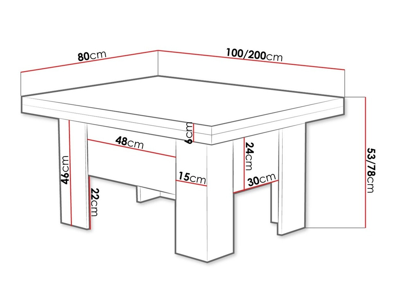 Măsuță de cafea extensibila Stanton 102 (Alb)