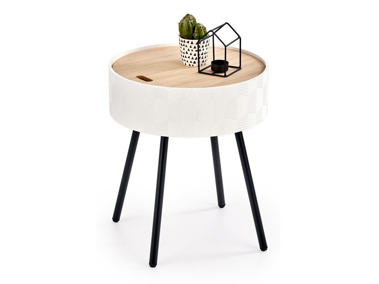 Măsuță laterală Houston 606 (Alb + Maro deschis + Negru)