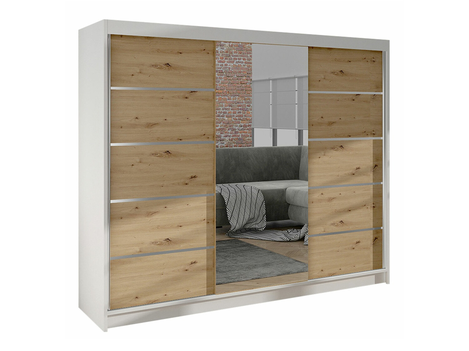 Dulap Closico Durion IV (Alb + Stejar artizan)