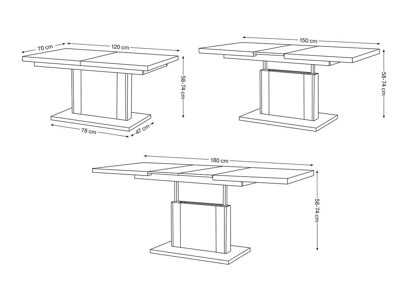 Măsuță de cafea extensibila Glendale 103 (Stejar Sonoma + Alb)