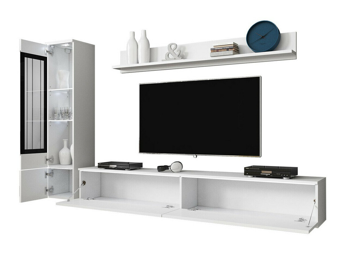 Set de living Mirfivo 100 (Beton + Alb lucios)