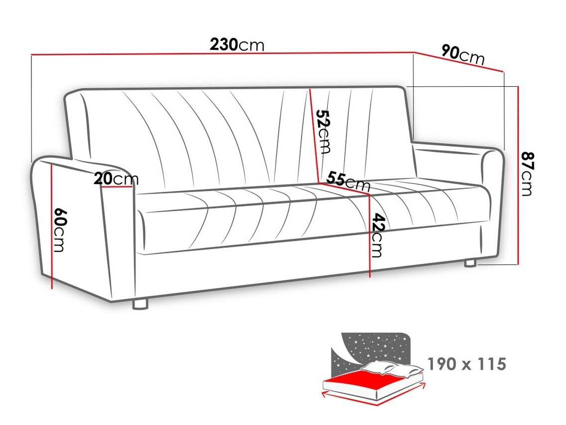 Canapea extensibilă Columbus 126 (Zanzibar 135)