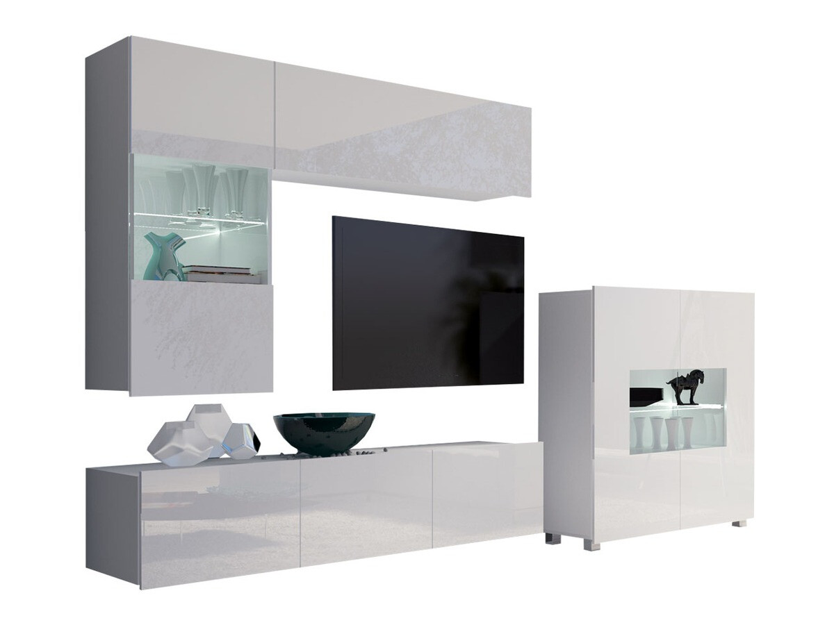 Set de living Remus III (Alb + Alb lucios)