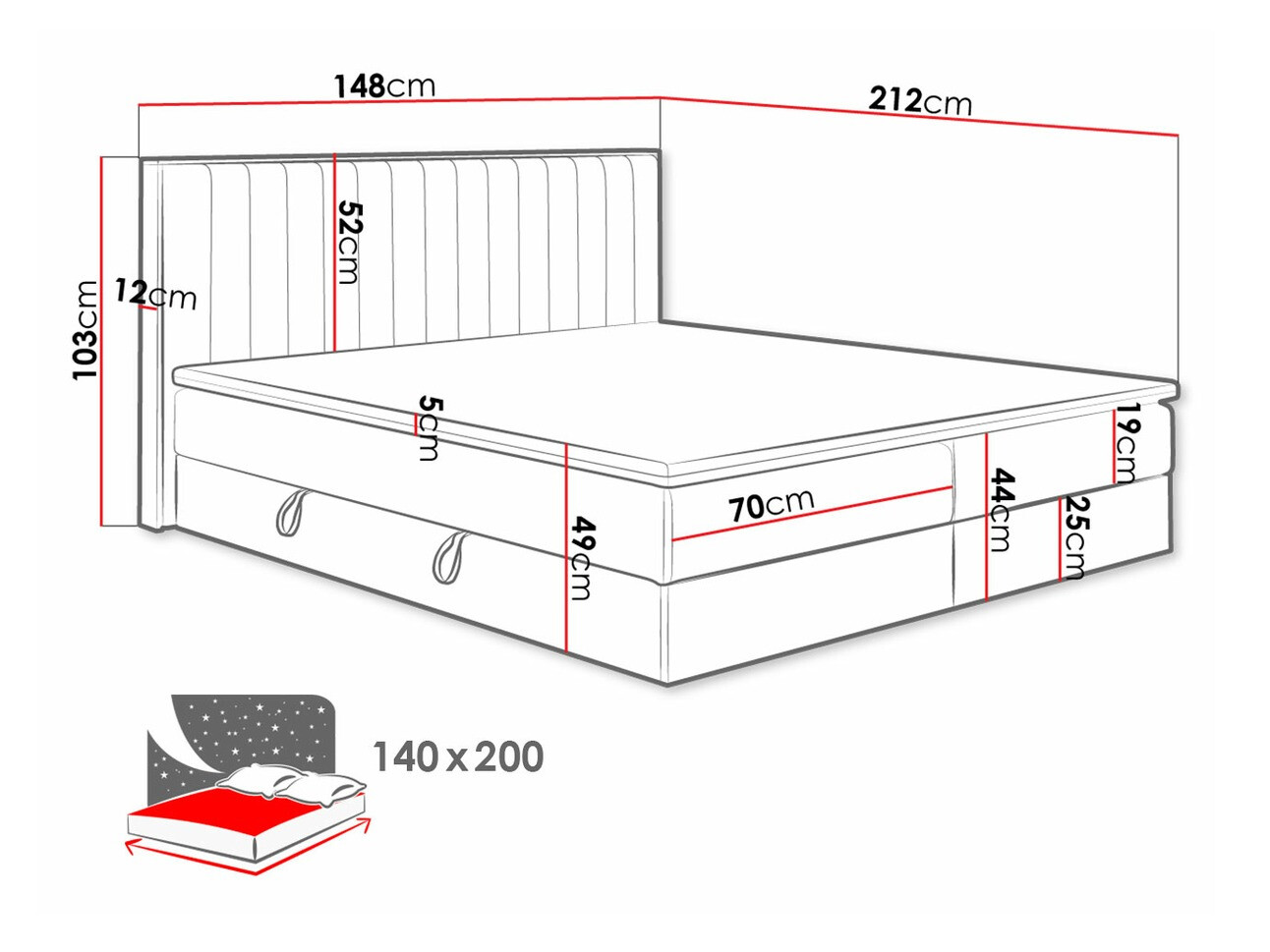 Pat boxspring ComfiDream Odelra (Soro 100)