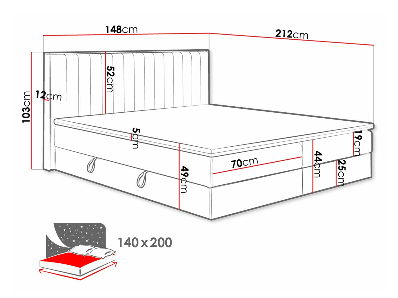 Pat boxspring ComfiDream Odelra (Soro 24)