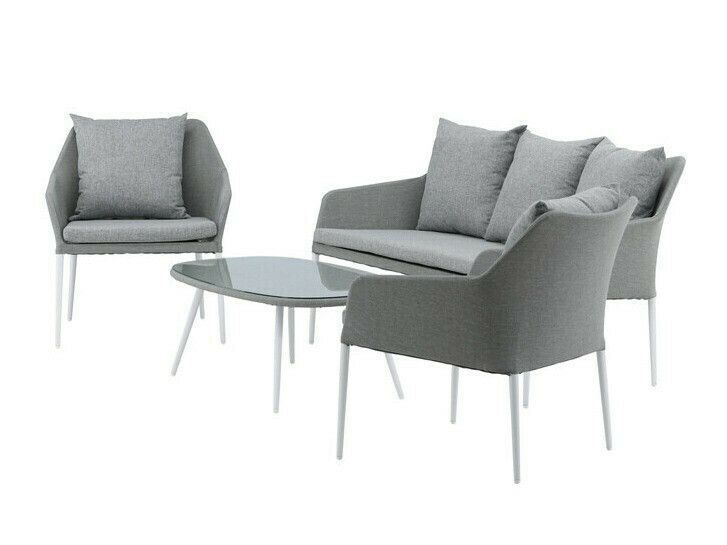 Set mobilier de exterior Dallas 3116 (Gri deschis + Alb)