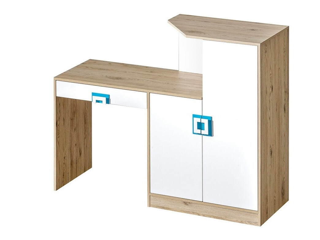 Birou Tolfere 105 (Stejar deschis + Alb + Turcoaz)