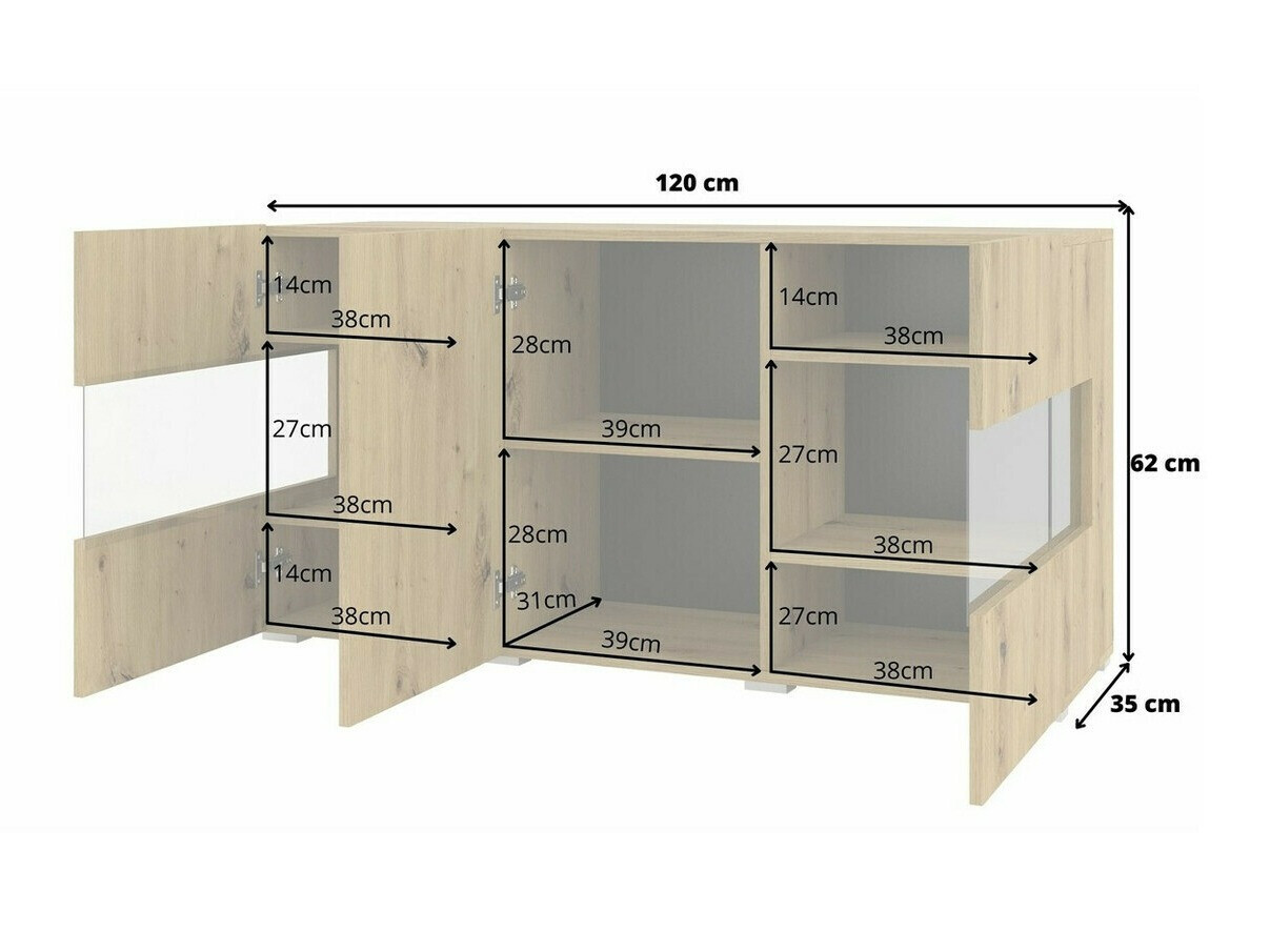 Bufet Revmiru 102 (Negru + Stejar Wotan)