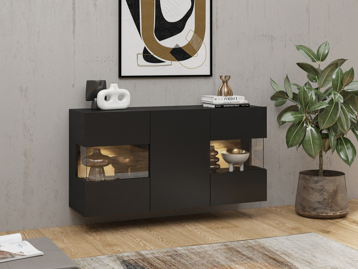 Bufet Revmiru 102 (Negru + Stejar Wotan)