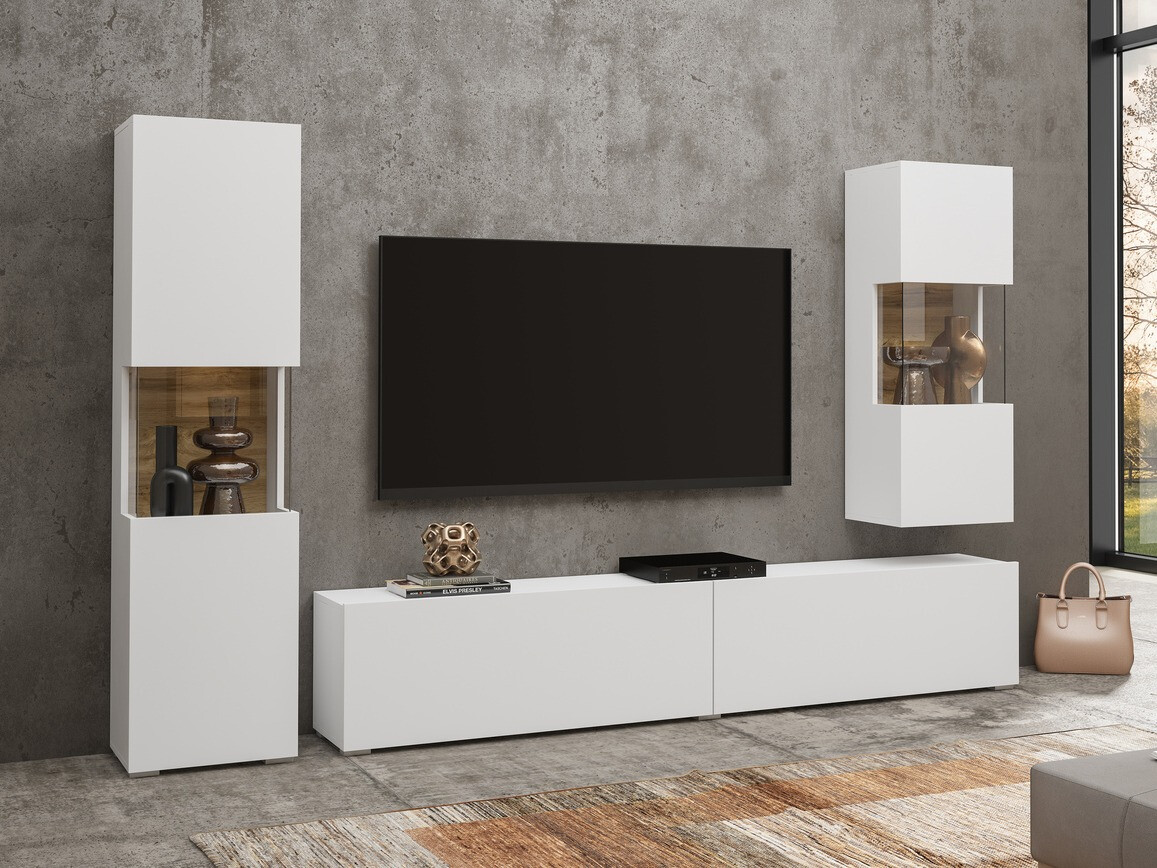 Set de living Revmiru 106 (Alb + Stejar Wotan)