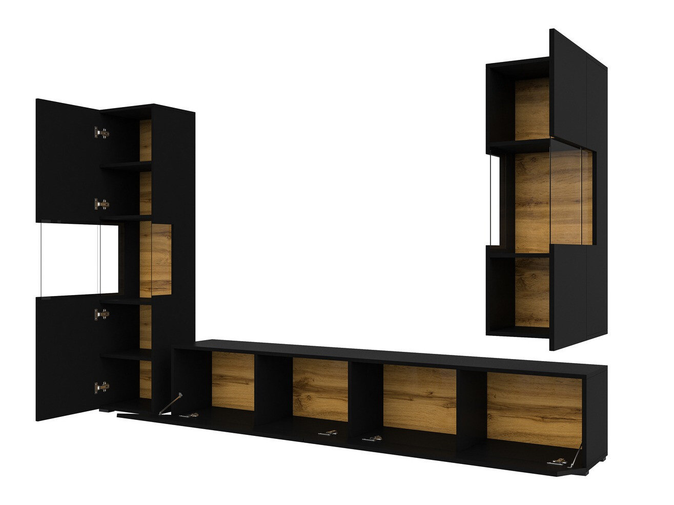 Set de living Revmiru 106 (Negru + Stejar Wotan)