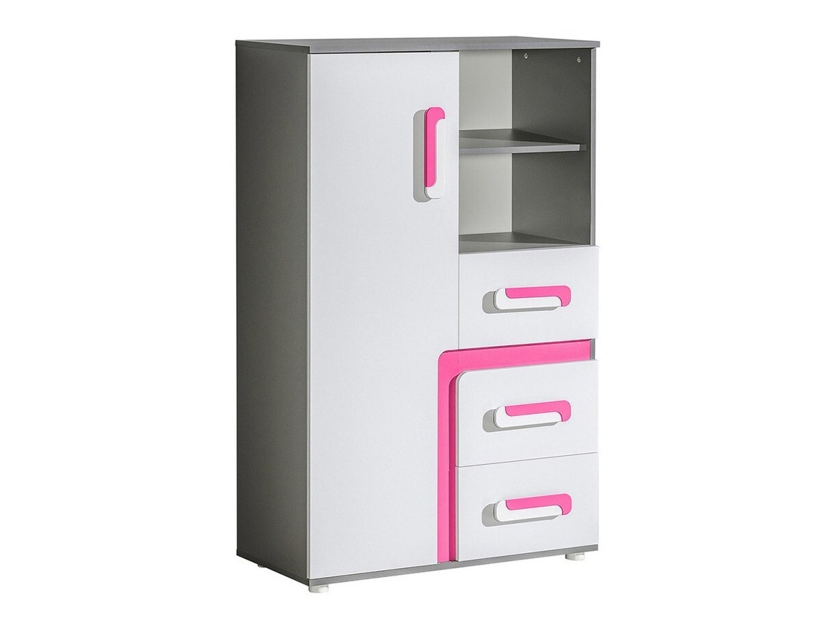 Comodă Levtala 106 (Antracit + Alb + Roze)
