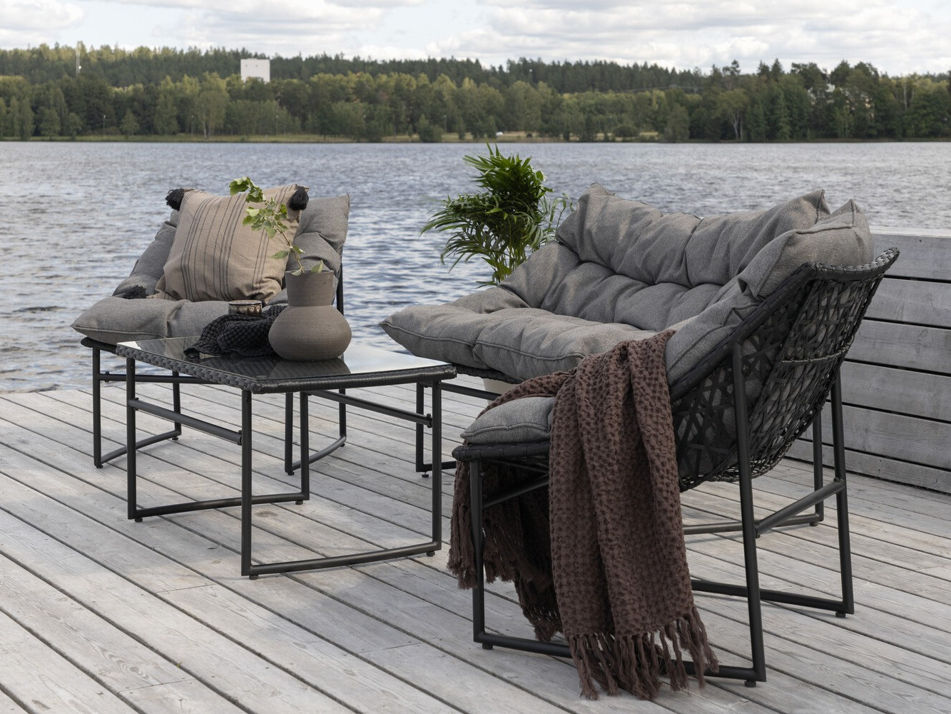Set mobilier de exterior Dallas 4732 (Negru + Gri)
