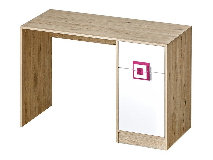 Birou Balvire 110 (Stejar deschis + Alb + Roze)