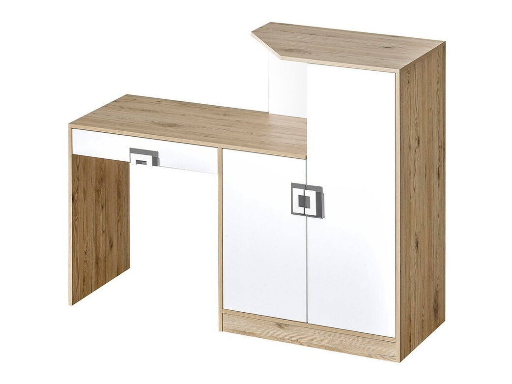 Birou Balvire 111 (Stejar deschis + Alb + Gri)