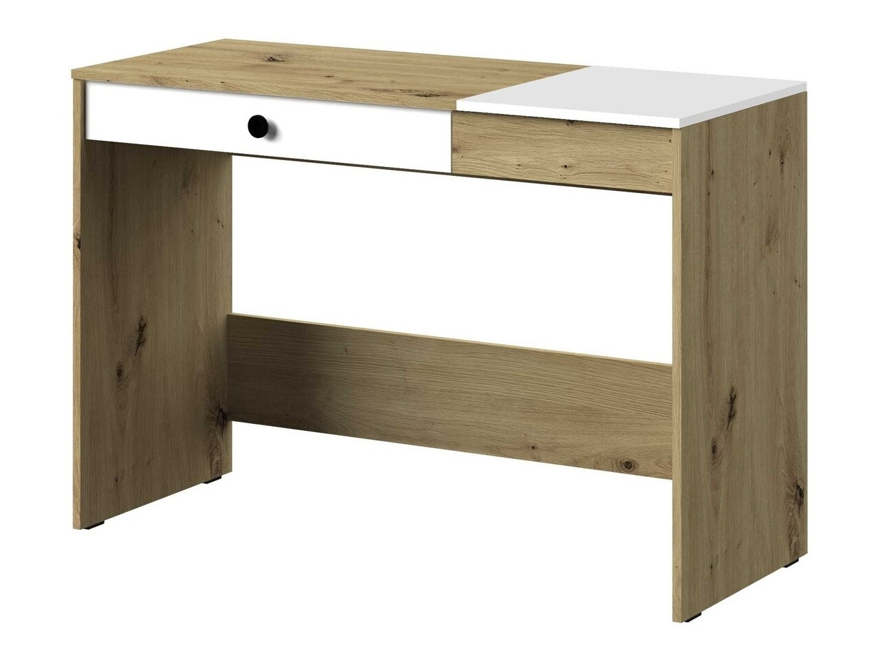 Birou Mirelbu 109 (Stejar artizan + Alb + Negru)
