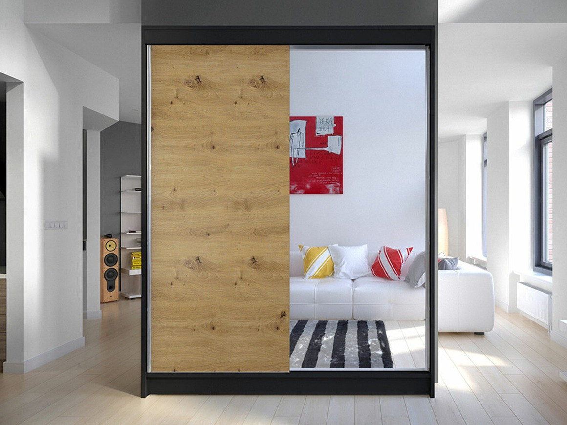 Dulap Closico Vastor I (Negru + Stejar artizan)