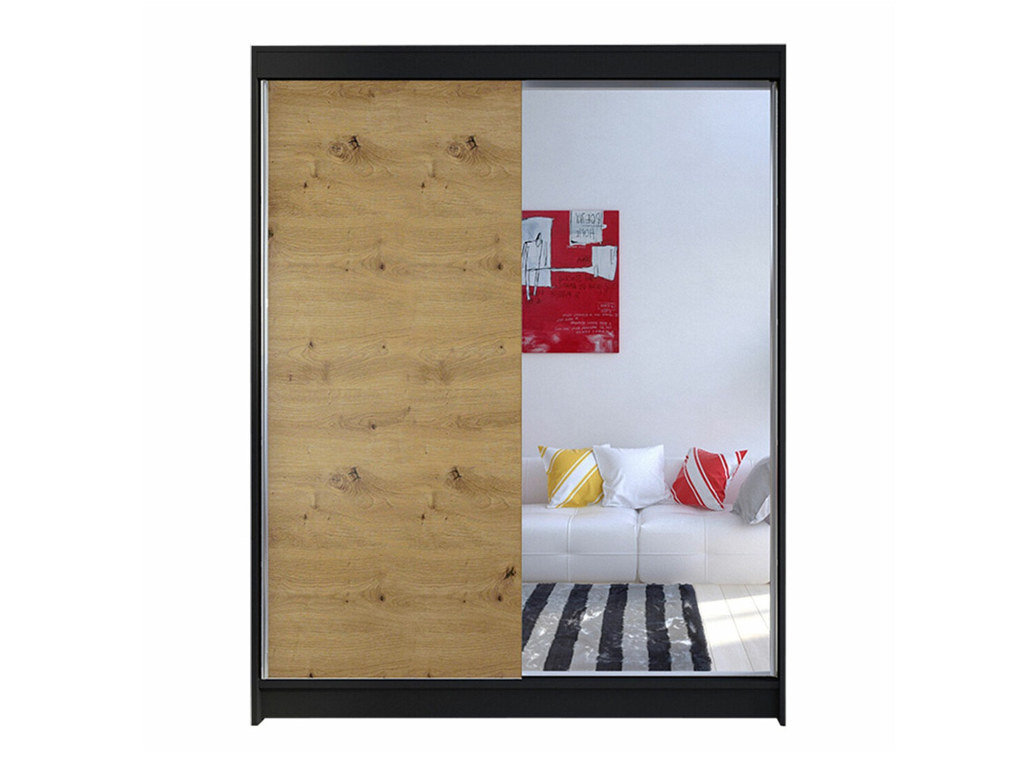 Dulap Closico Vastor I (Negru + Stejar artizan)