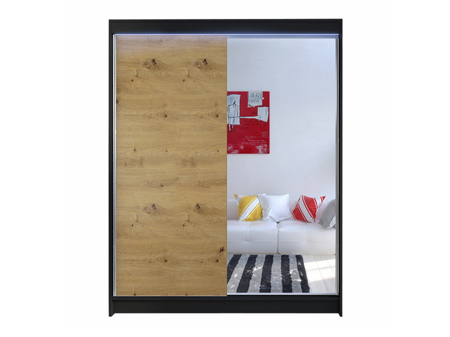Dulap Closico Vastor I (Negru + Stejar artizan)