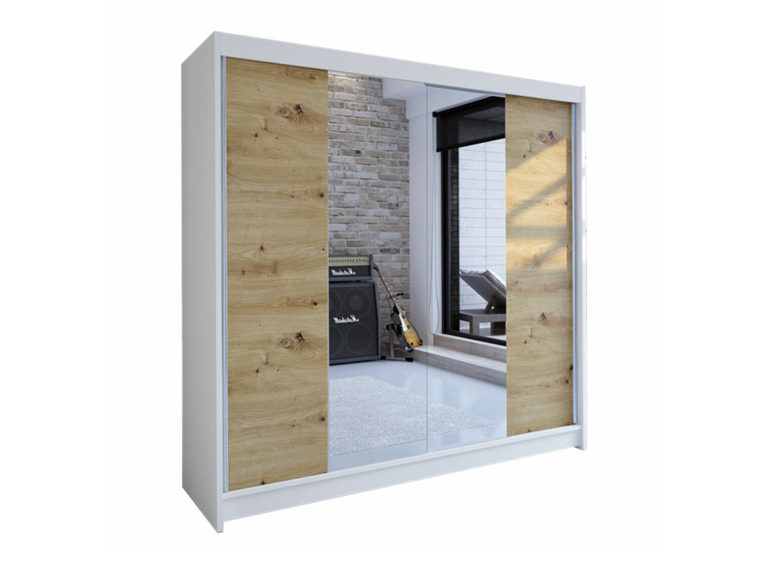 Dulap Closico Cavaris II (Alb + Stejar artizan)