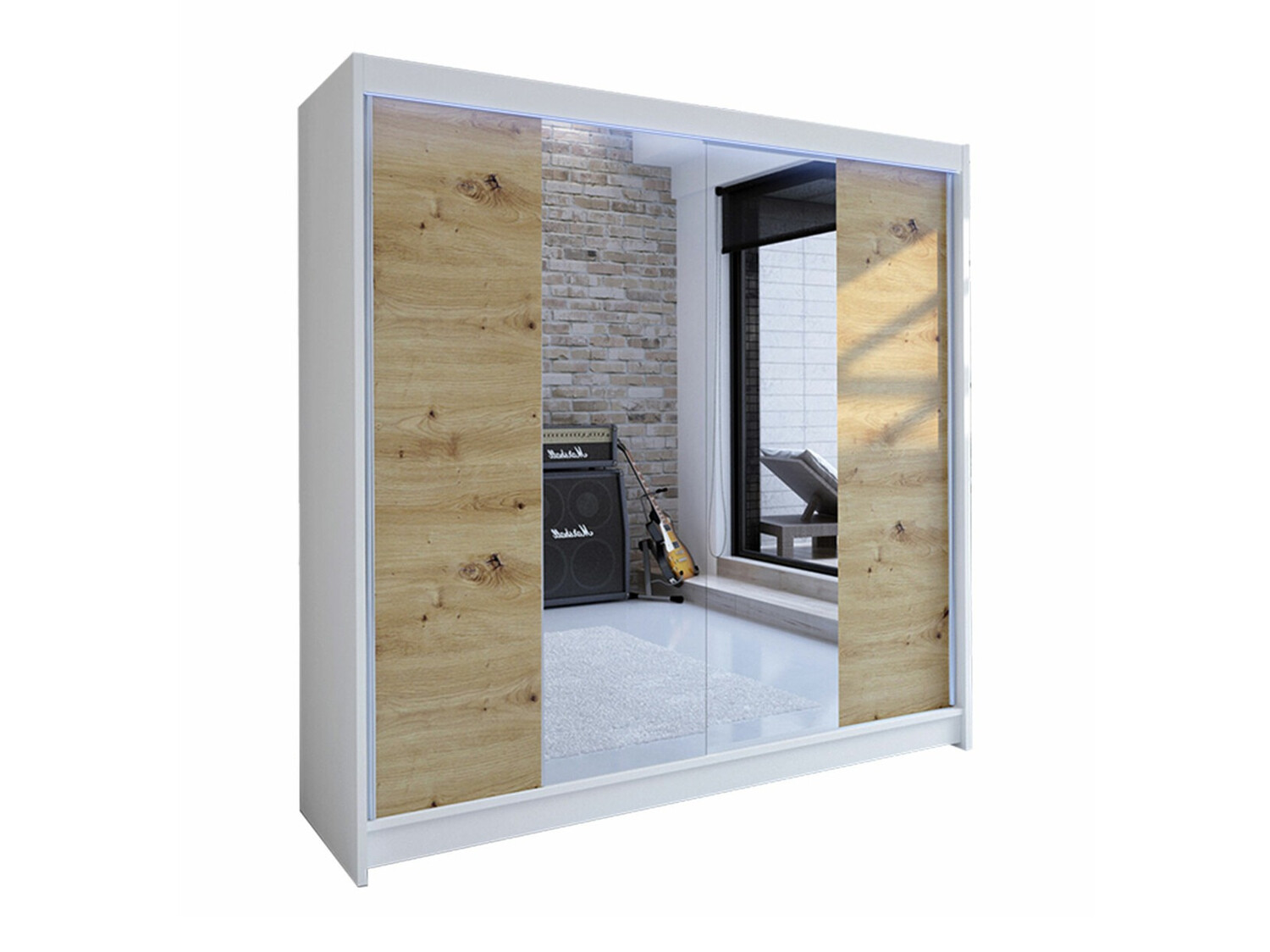 Dulap Closico Cavaris II (Alb + Stejar artizan)