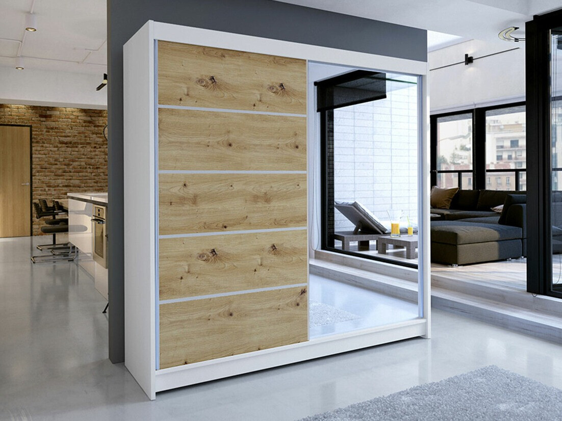 Dulap Closico Cavaris III (Alb + Stejar artizan)