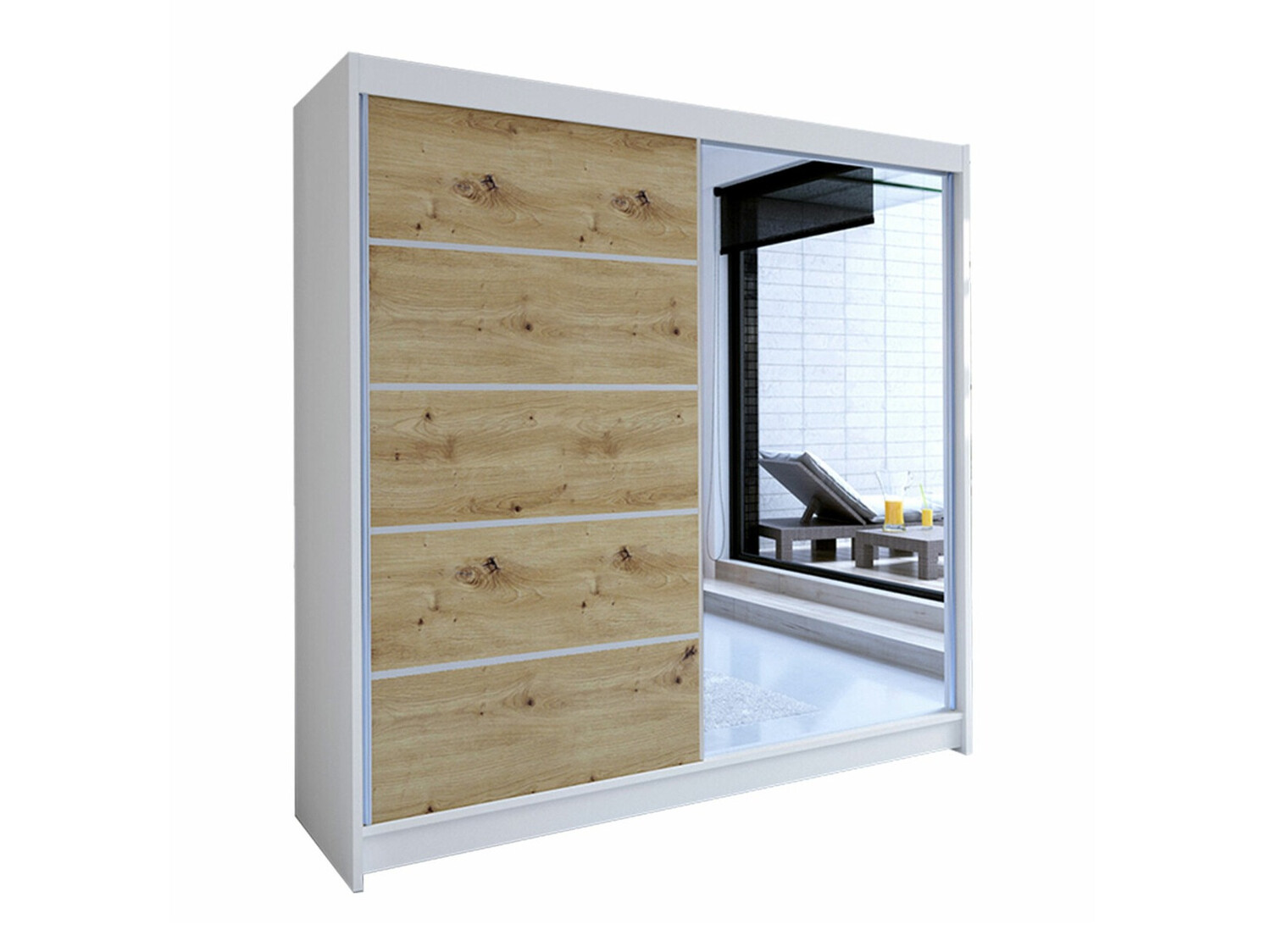 Dulap Closico Cavaris III (Alb + Stejar artizan)