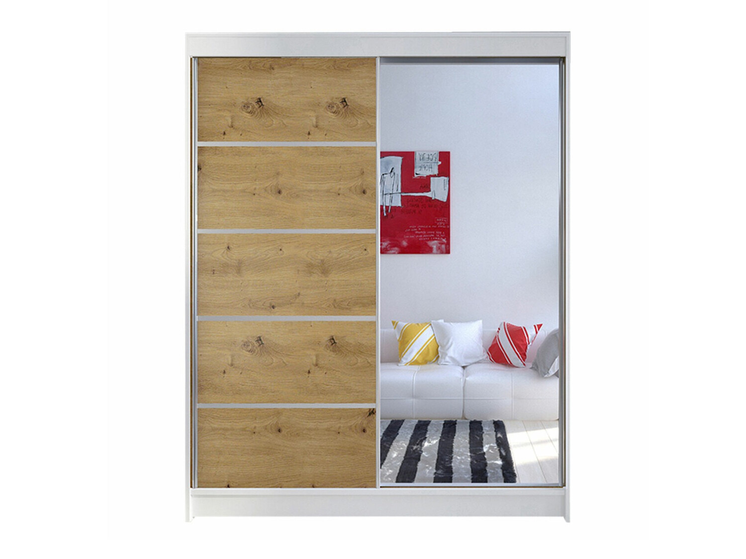 Dulap Closico Vastor III (Alb + Stejar artizan)