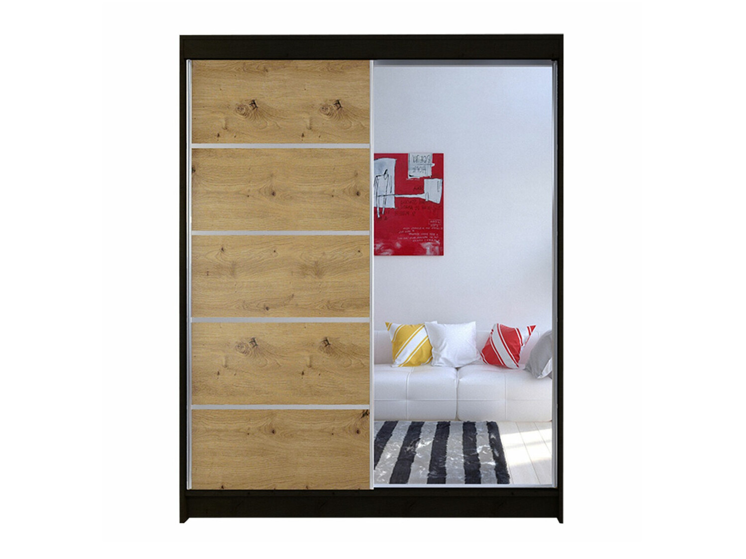 Dulap Closico Vastor III (Negru + Stejar artizan)