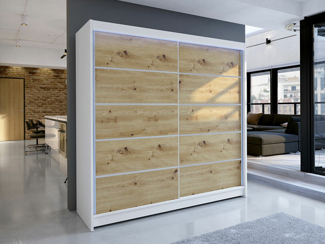 Dulap Closico Cavaris IV (Alb + Stejar artizan)