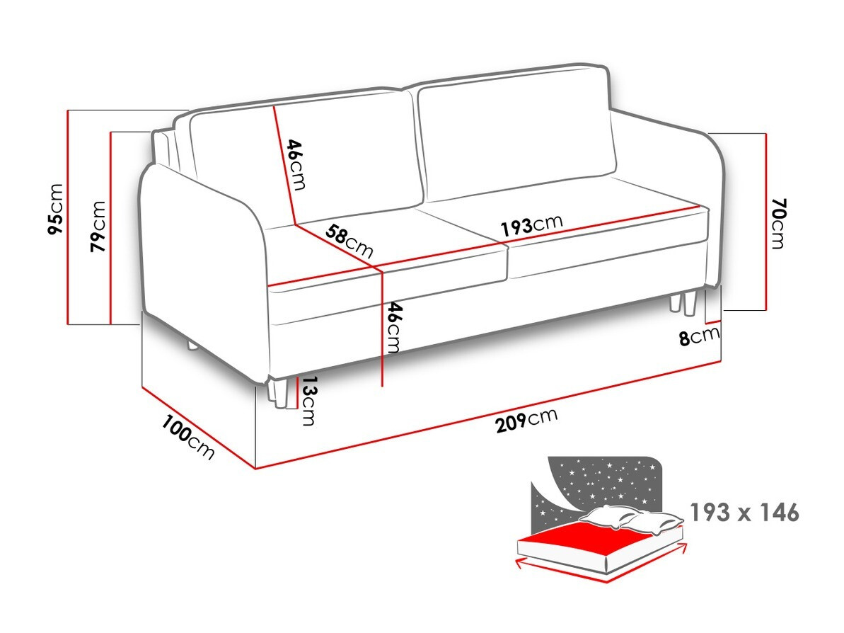 Canapea extensibilă Columbus 122 (Mono 232)