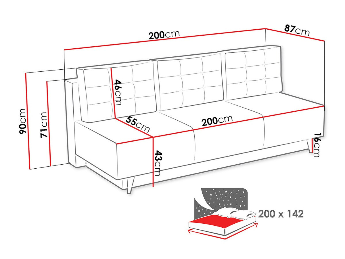 Canapea extensibilă Columbus 140