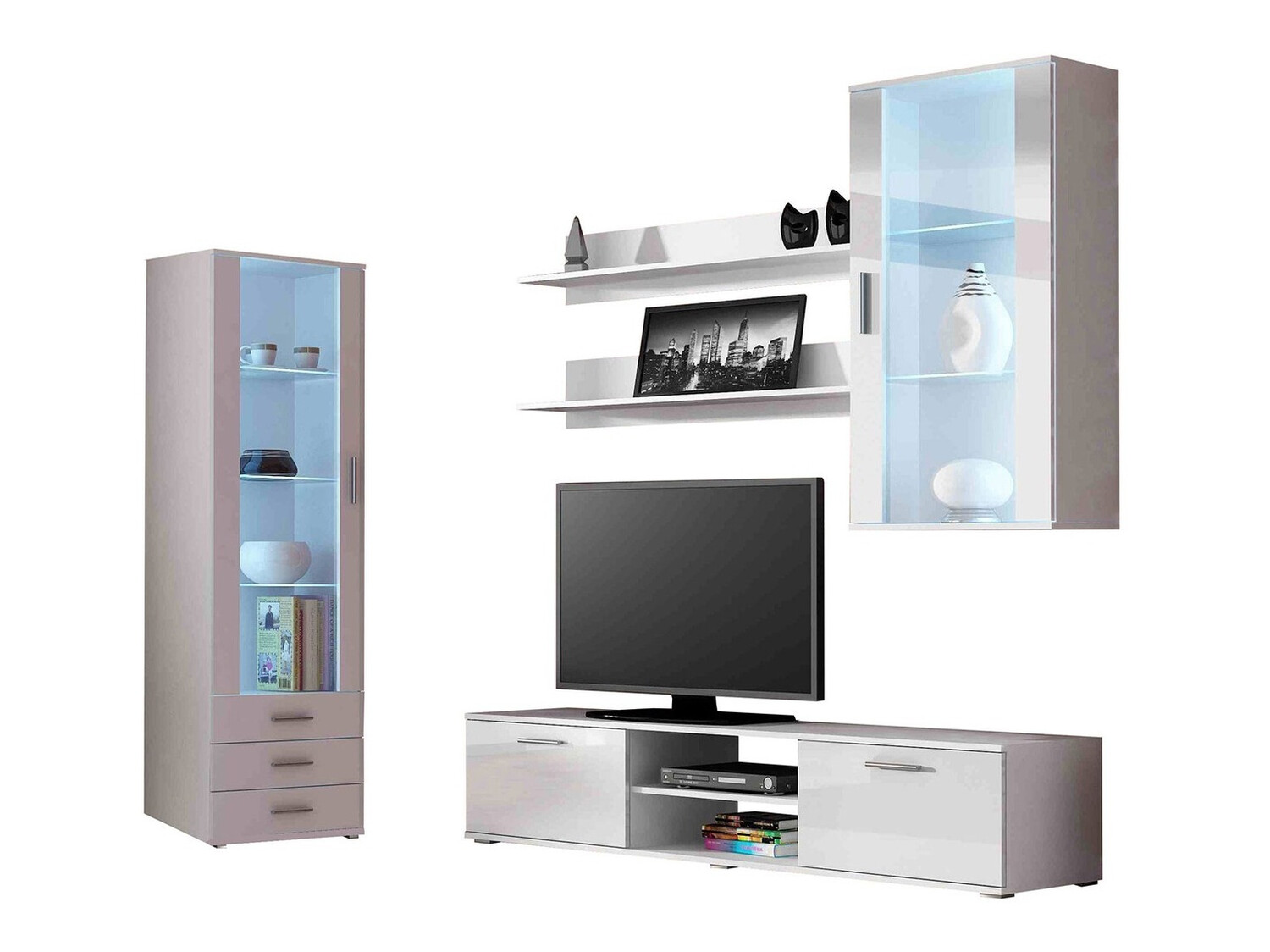 Set de living Tornola 114 (Alb + Alb lucios)