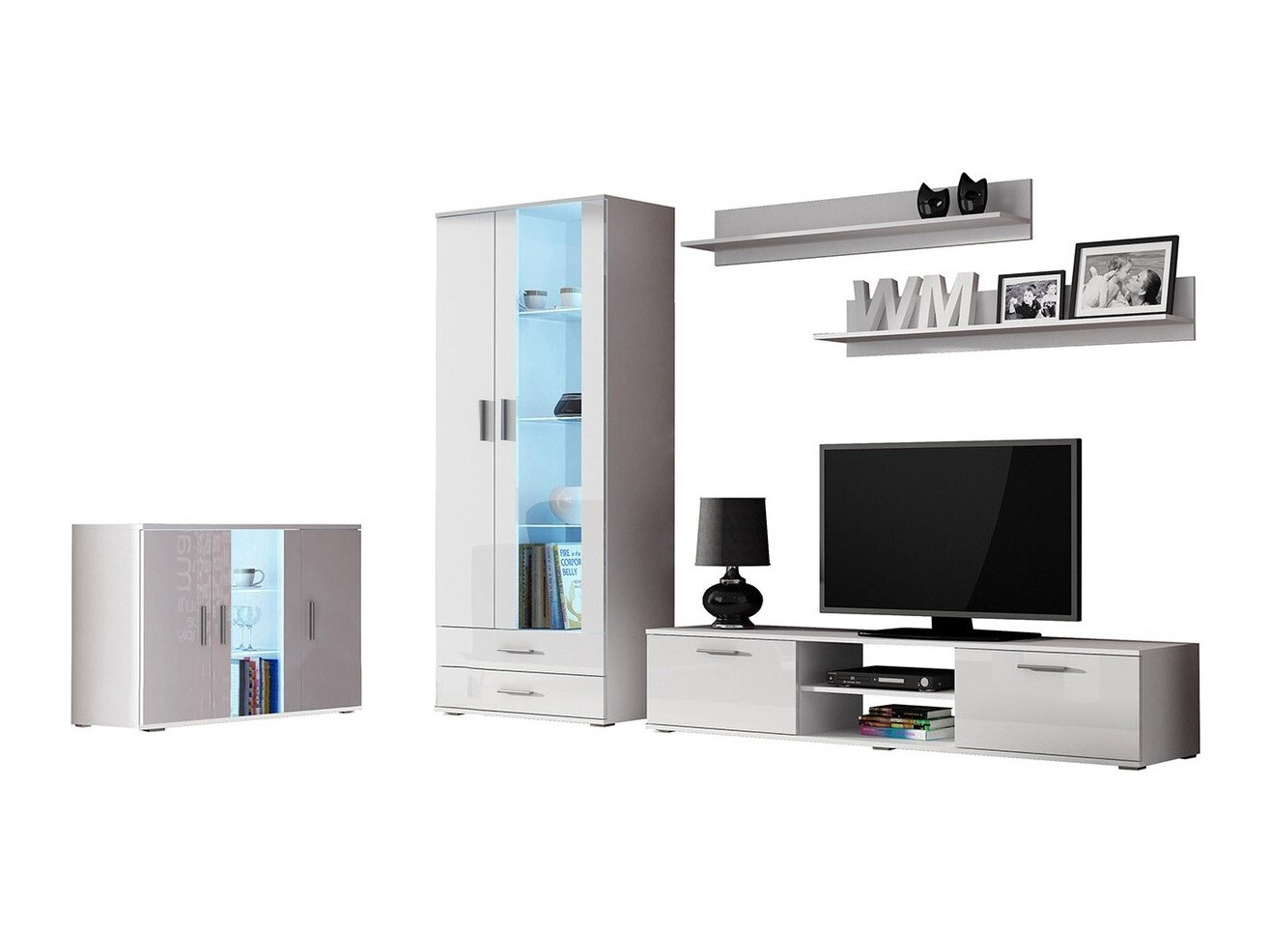 Set de living Tornola 116 (Alb + Alb lucios)