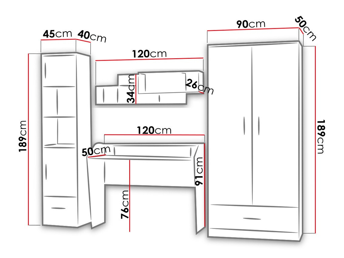 Set de camera copii Lorlare 100 (Alb + Gri)