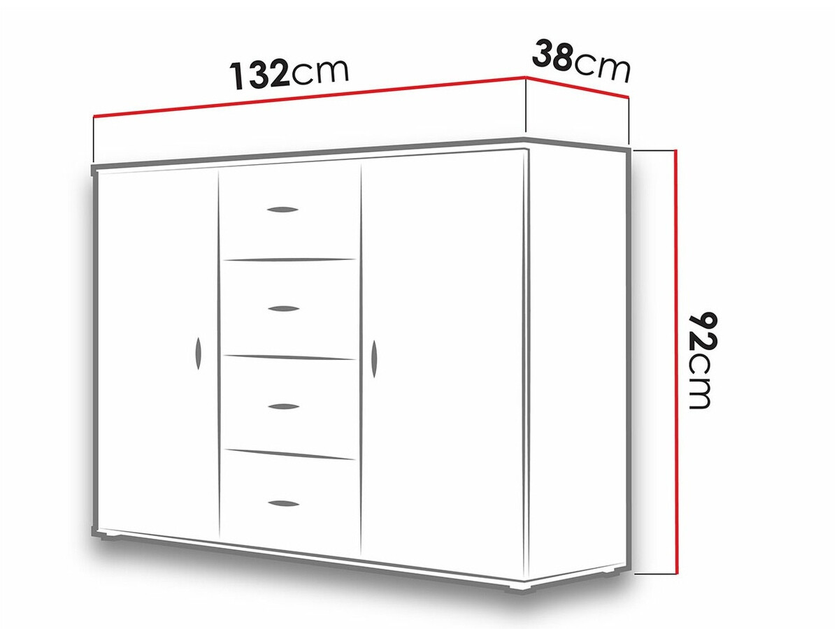 Comodă Charlotte 118 (Stejar lefkas + Negru)