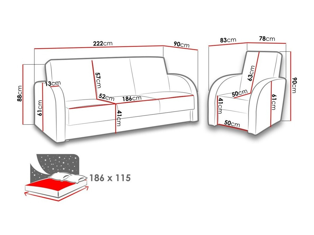 Set mobilier tapițat Providence 173 (Soft 066 + Kreta 07)